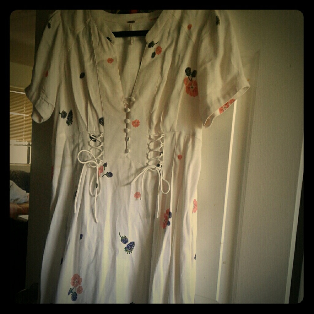 Free people floral print dress with pockets sz 8